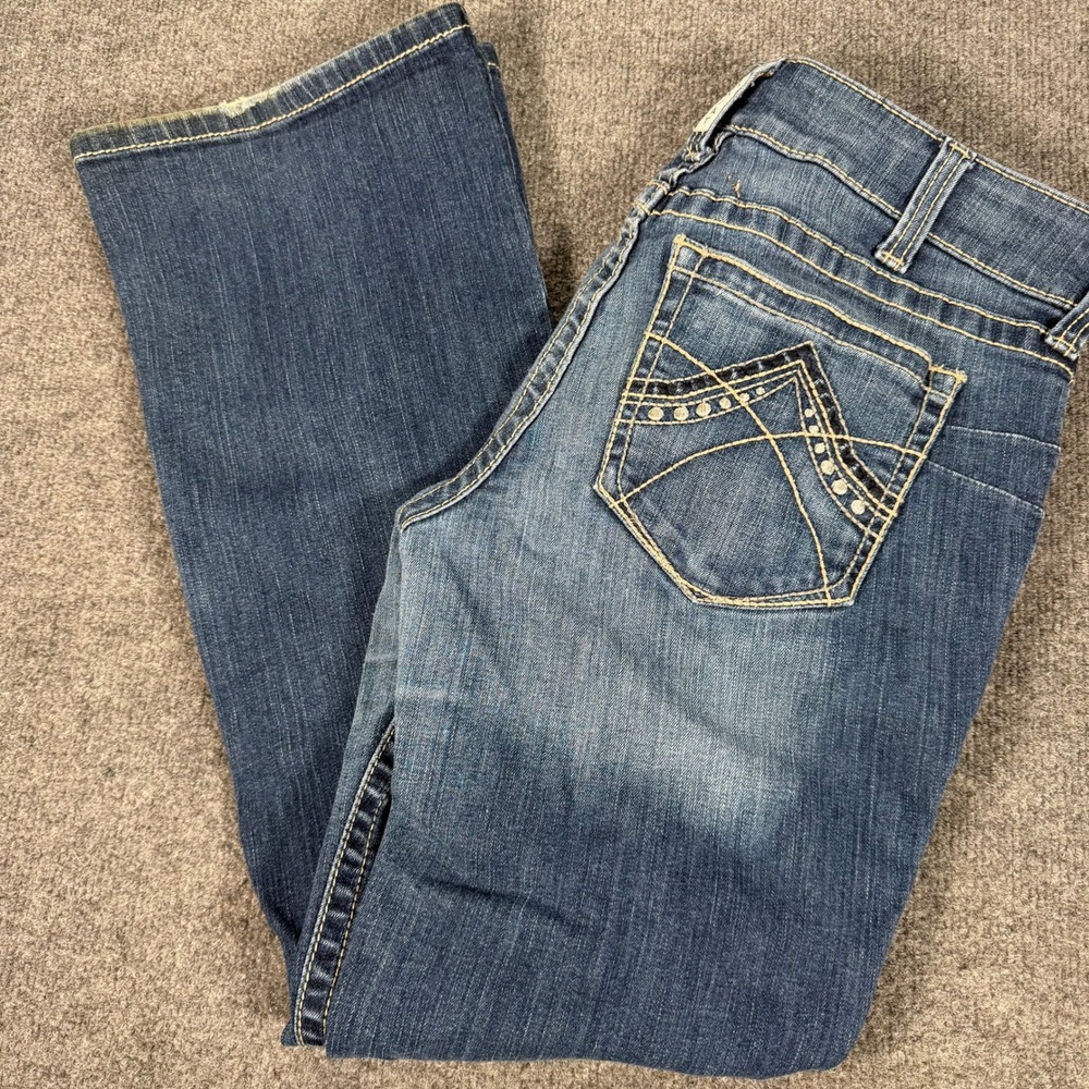 Ariat REAL Denim Womens 31R Medium Wash Bootcut Embroidered Stretch Jeans #4900